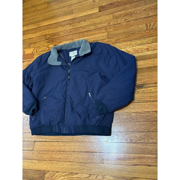 LL Bean Mens Warm Up Jacket Sz XL Fleece Lined Zip Up Nylon Outdoors Windbreaker - Picture 2 of 10
